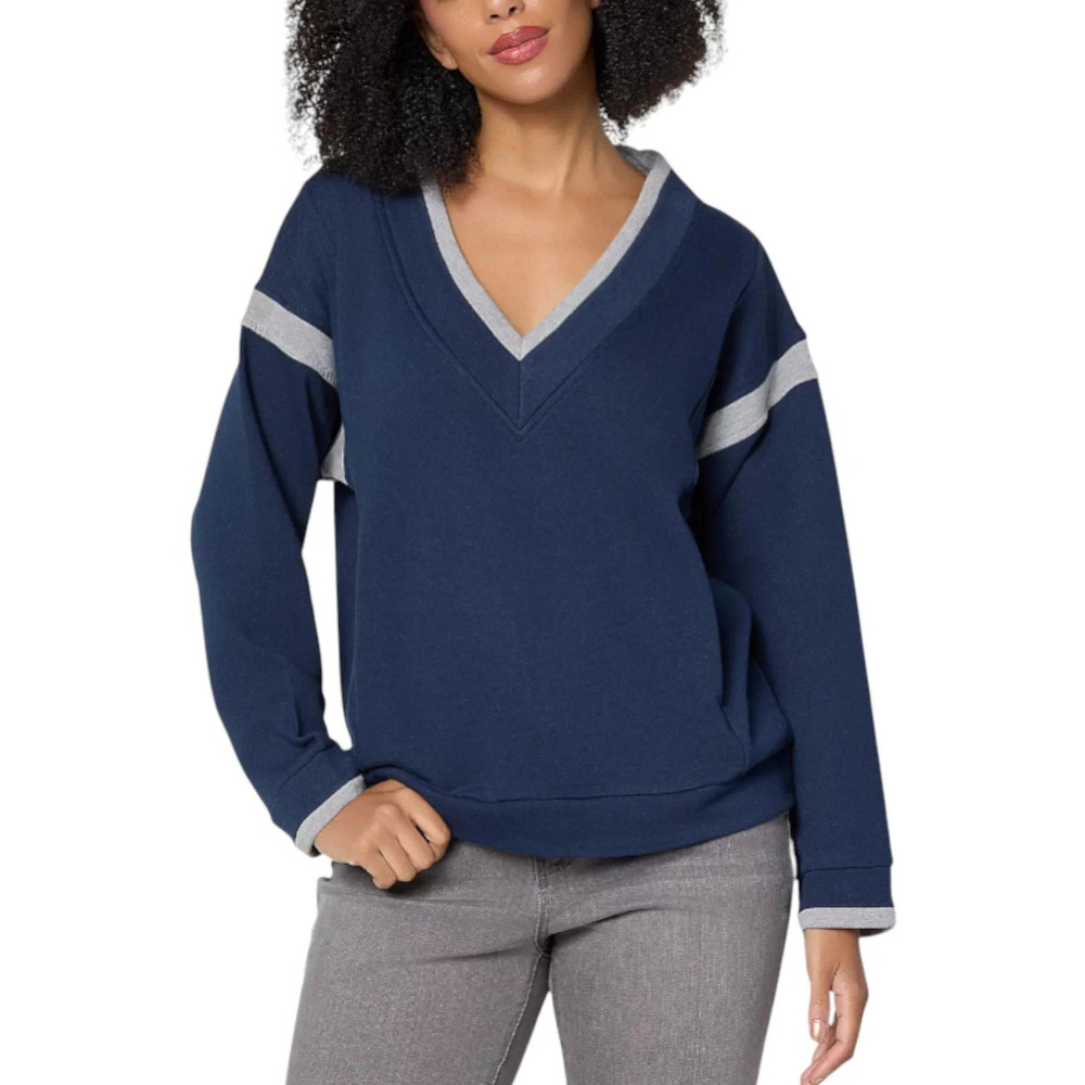RM Studio x Rebecca Minkoff Women's Varsity V-Neck Sweatshirt Eclipse - Regular